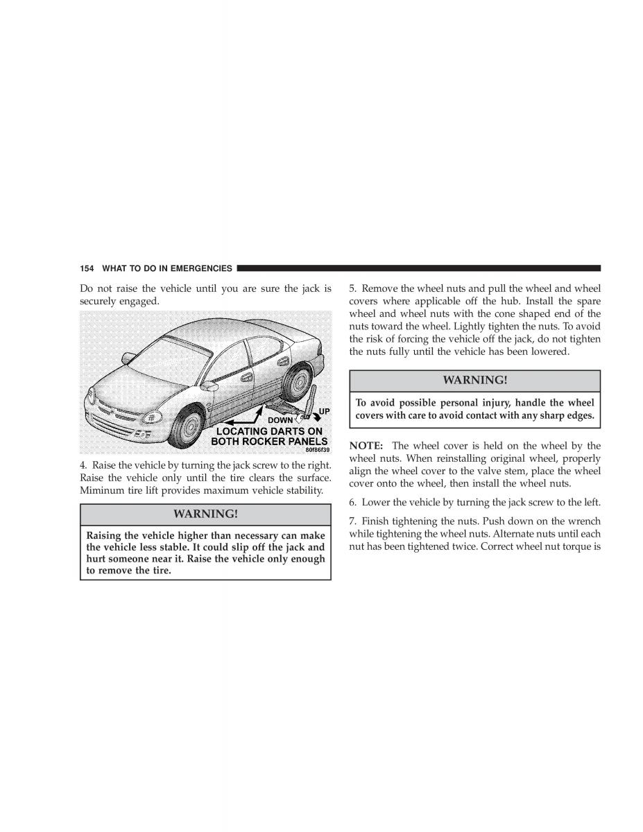 Chrysler Neon II 2 Dodge Neon owners manual / page 154