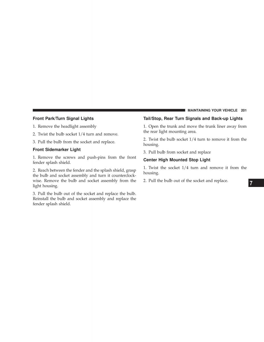 Chrysler Neon II 2 Dodge Neon owners manual / page 201