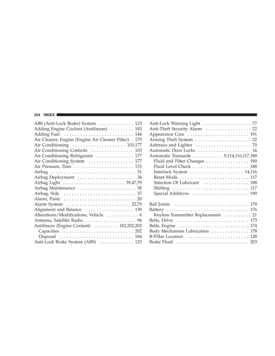 Chrysler Neon II 2 Dodge Neon owners manual / page 234