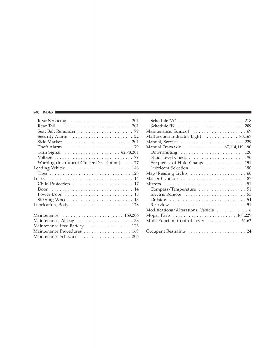 Chrysler Neon II 2 Dodge Neon owners manual / page 240