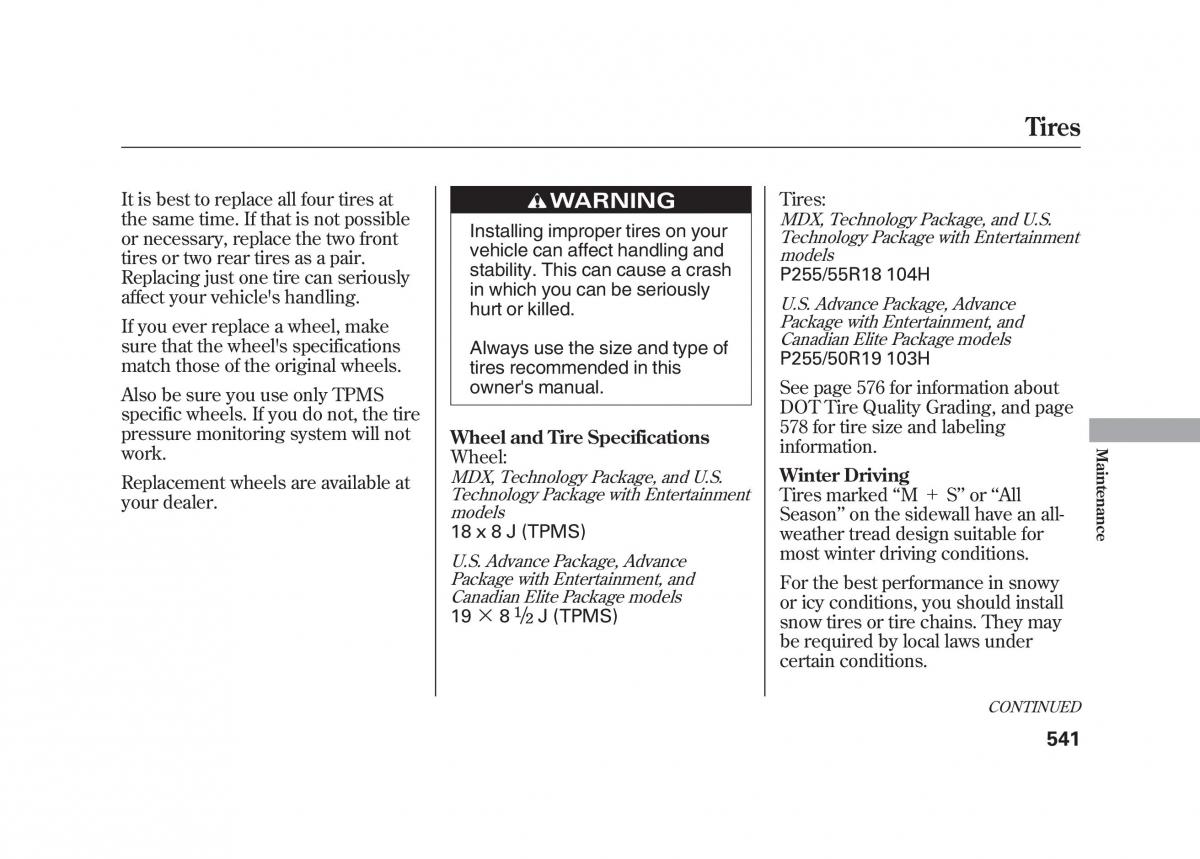 Acura MDX II 2 owners manual / page 548