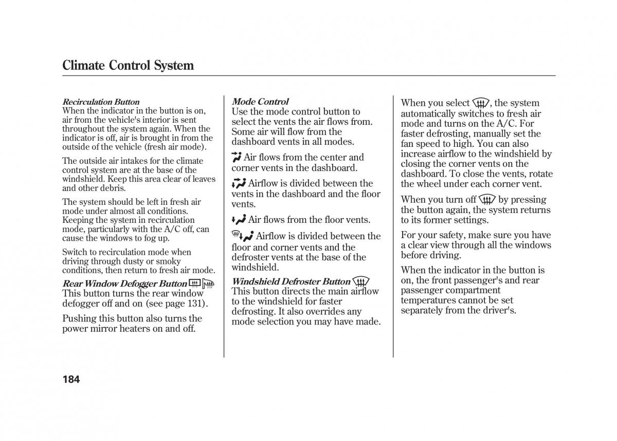 Acura MDX II 2 owners manual / page 191