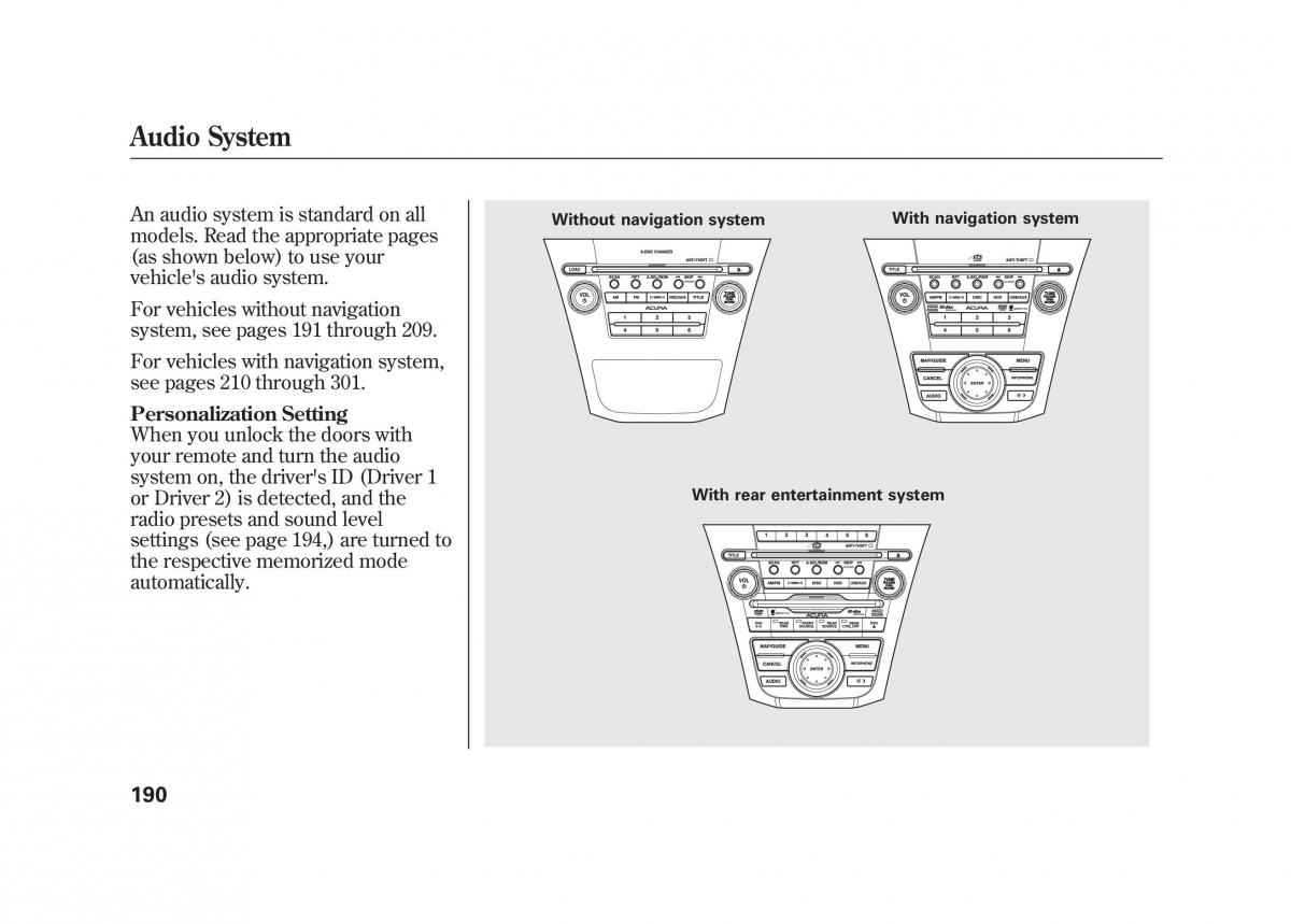 Acura MDX II 2 owners manual / page 197