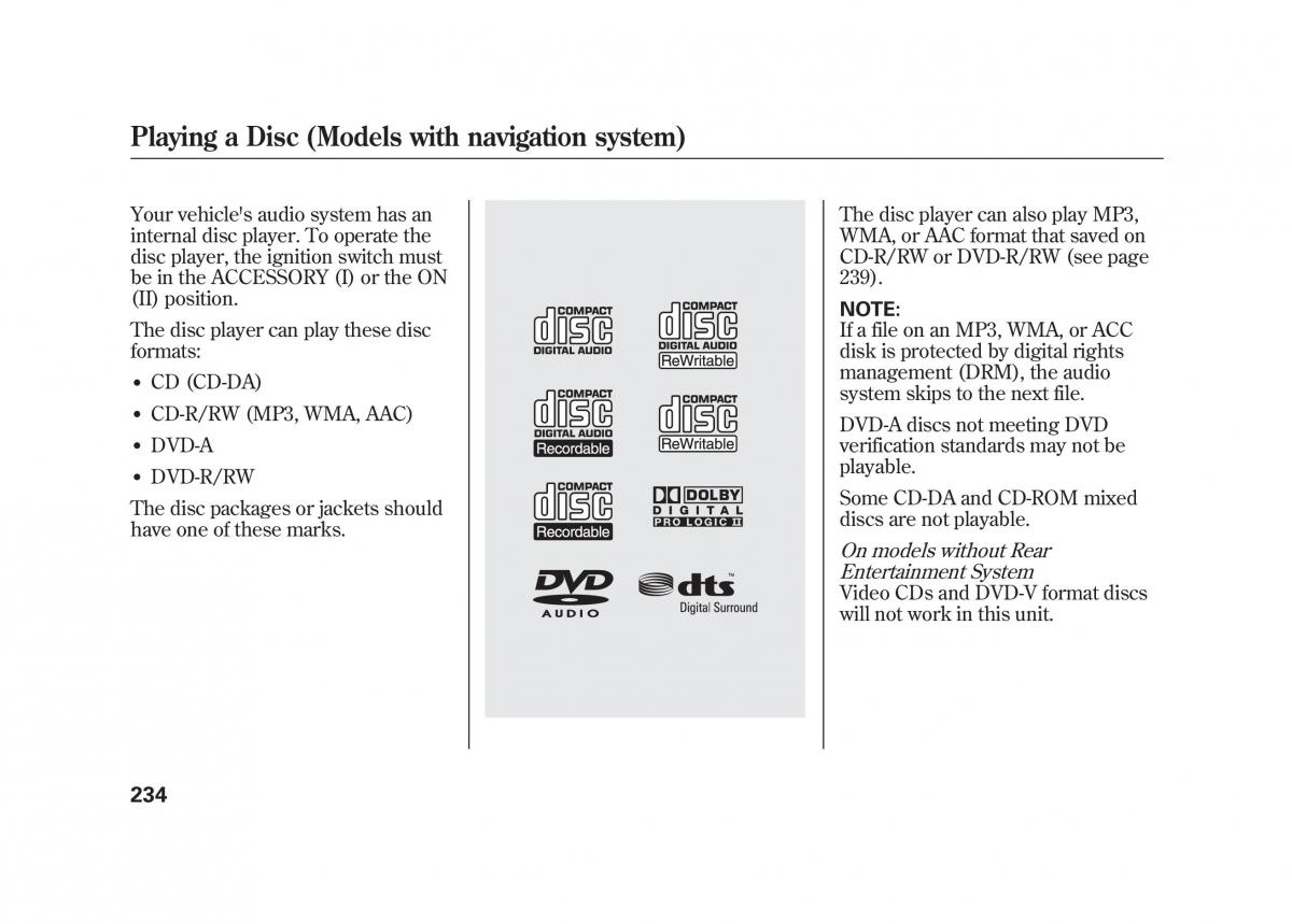 Acura MDX II 2 owners manual / page 241