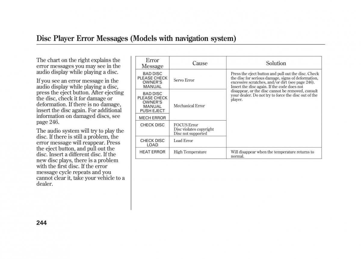 Acura MDX II 2 owners manual / page 251