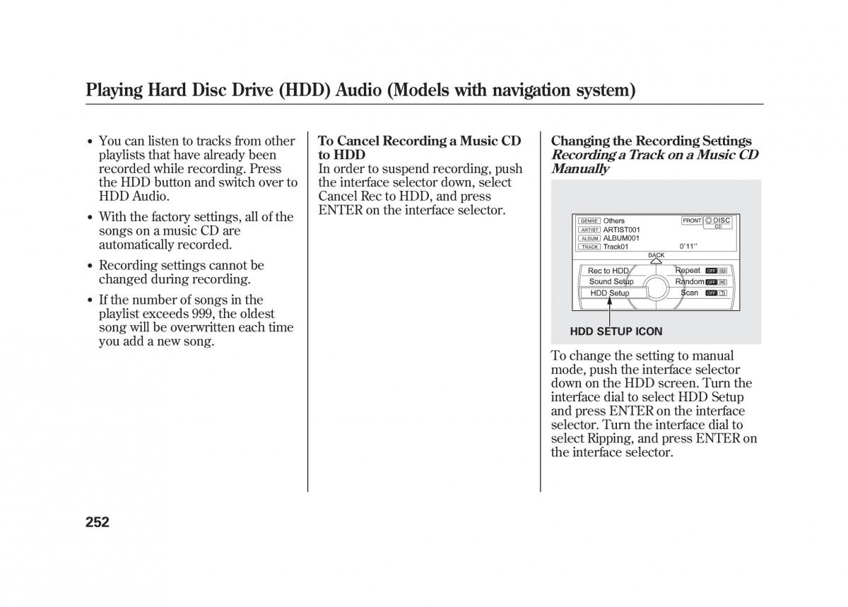 Acura MDX II 2 owners manual / page 259