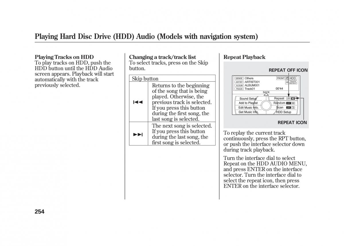 Acura MDX II 2 owners manual / page 261