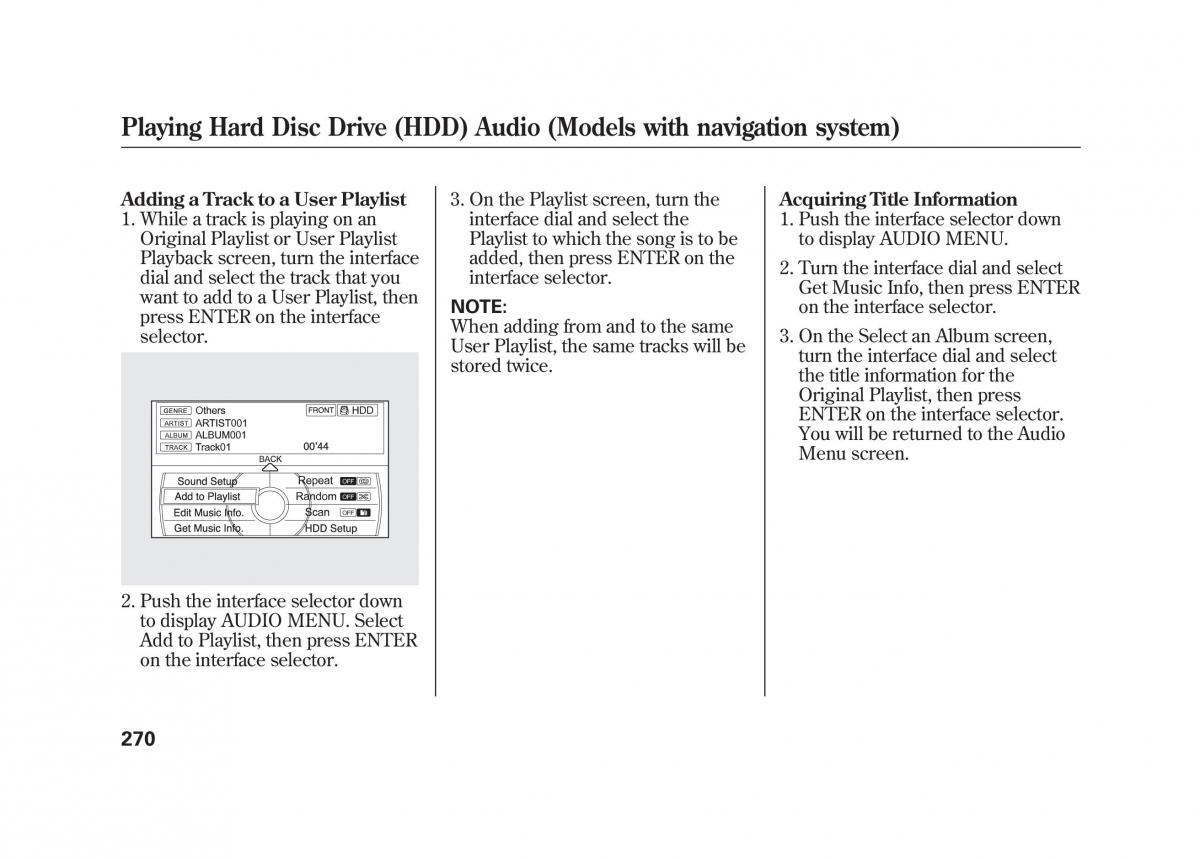 Acura MDX II 2 owners manual / page 277