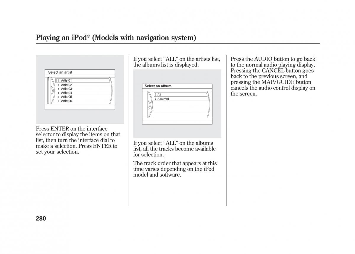 Acura MDX II 2 owners manual / page 287