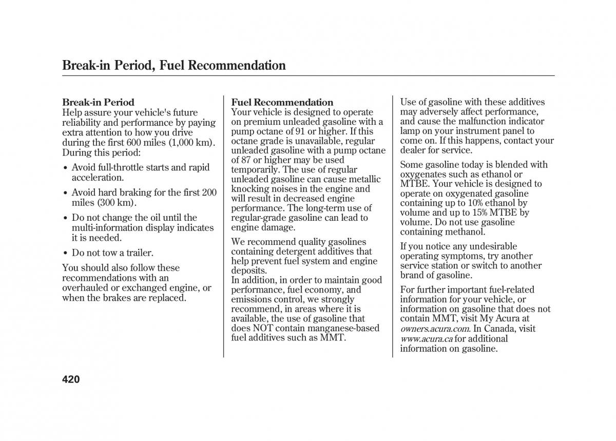 Acura MDX II 2 owners manual / page 427