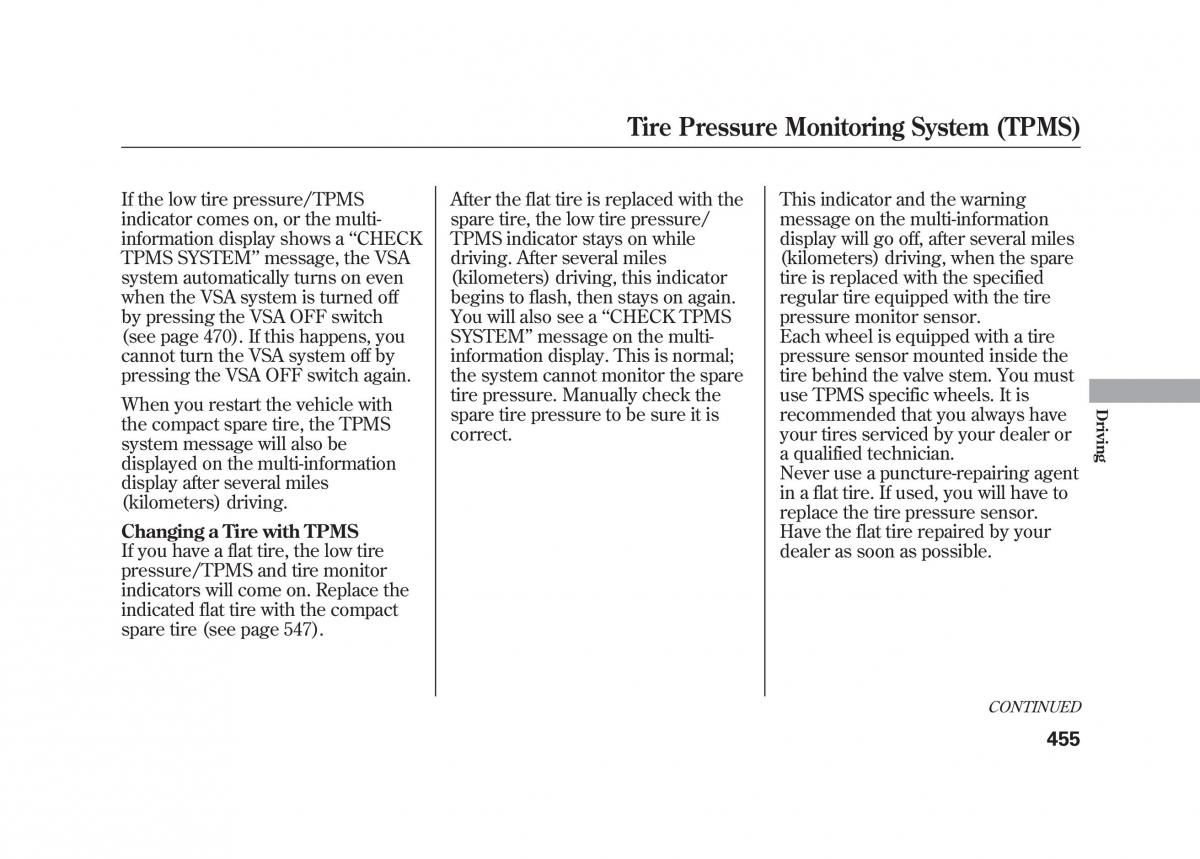 Acura MDX II 2 owners manual / page 462