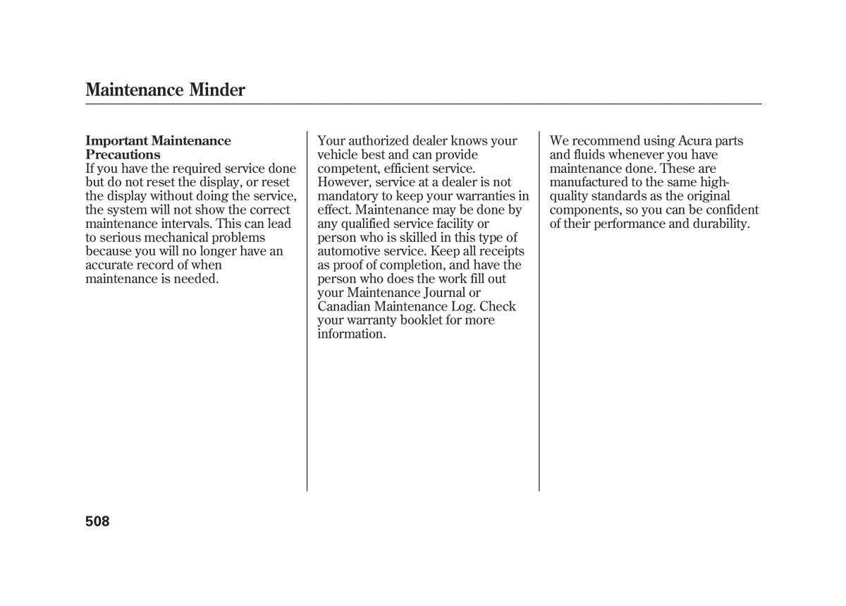 Acura MDX II 2 owners manual / page 515