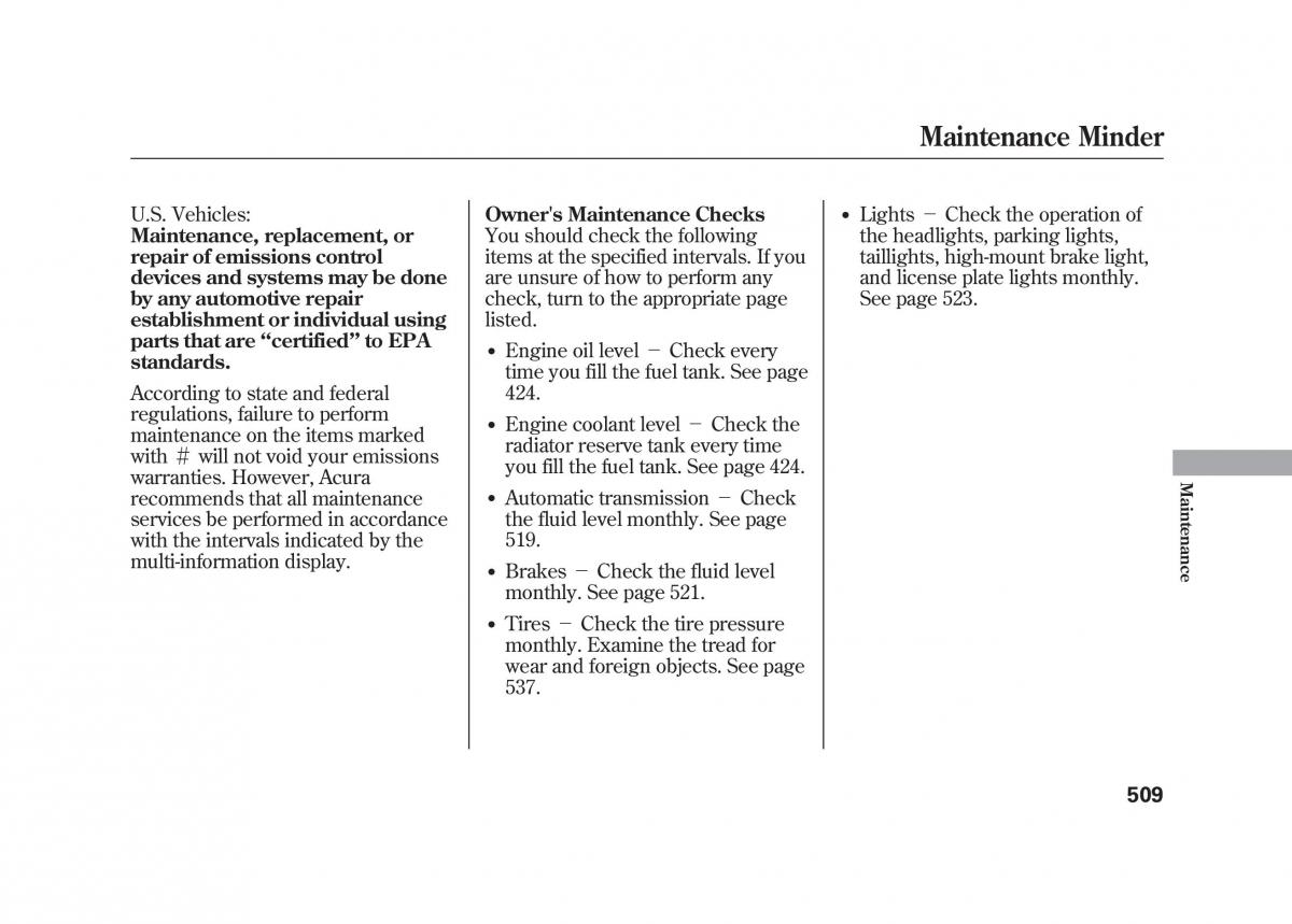 Acura MDX II 2 owners manual / page 516