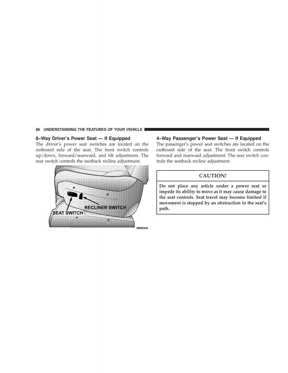 manual  Chrysler Voyager Town and Country Plymouth Voyager owners manual / page 86