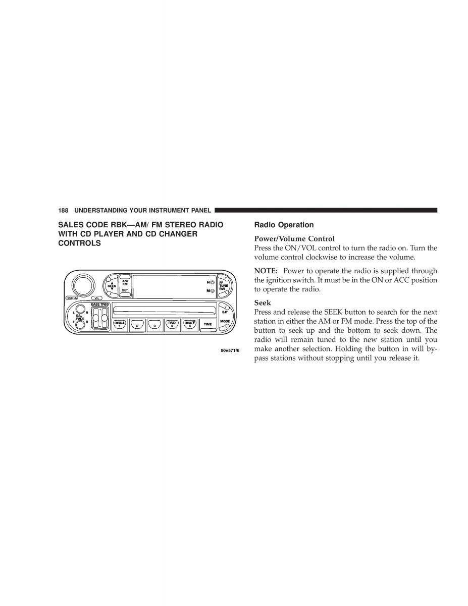 Chrysler Voyager Town and Country Plymouth Voyager owners manual / page 188