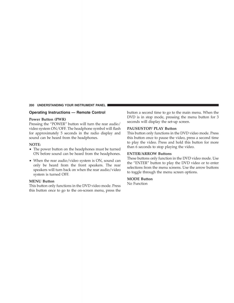 manual  Chrysler Voyager Town and Country Plymouth Voyager owners manual / page 200