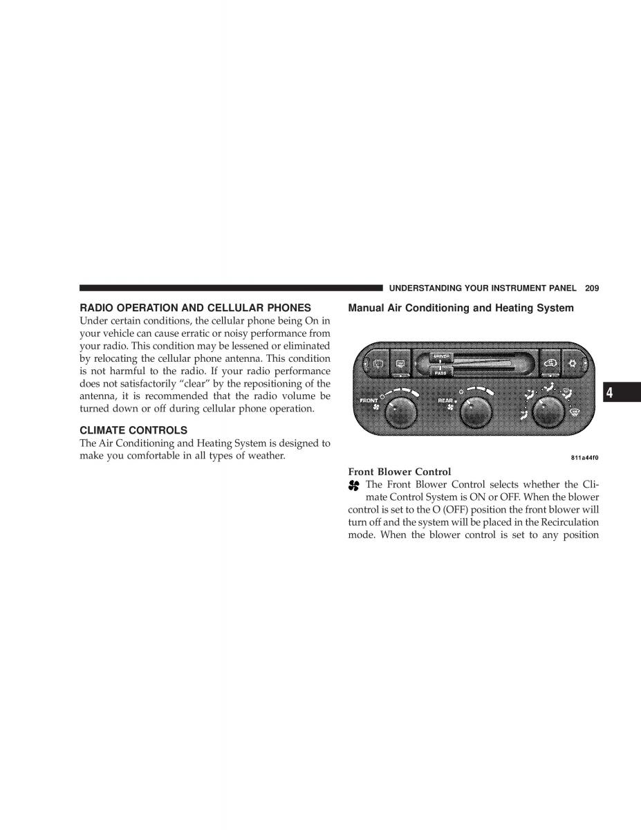 manual  Chrysler Voyager Town and Country Plymouth Voyager owners manual / page 209