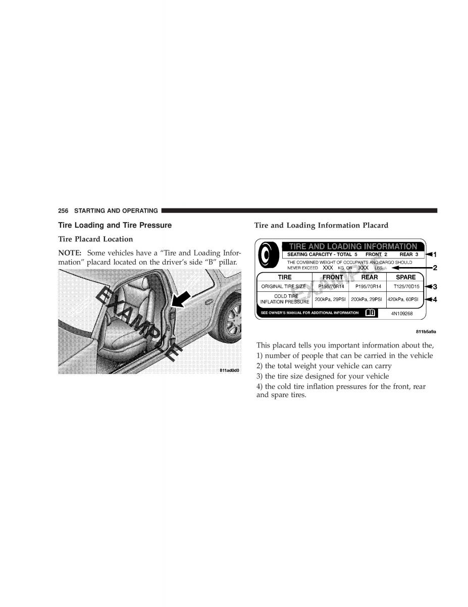 manual  Chrysler Voyager Town and Country Plymouth Voyager owners manual / page 256