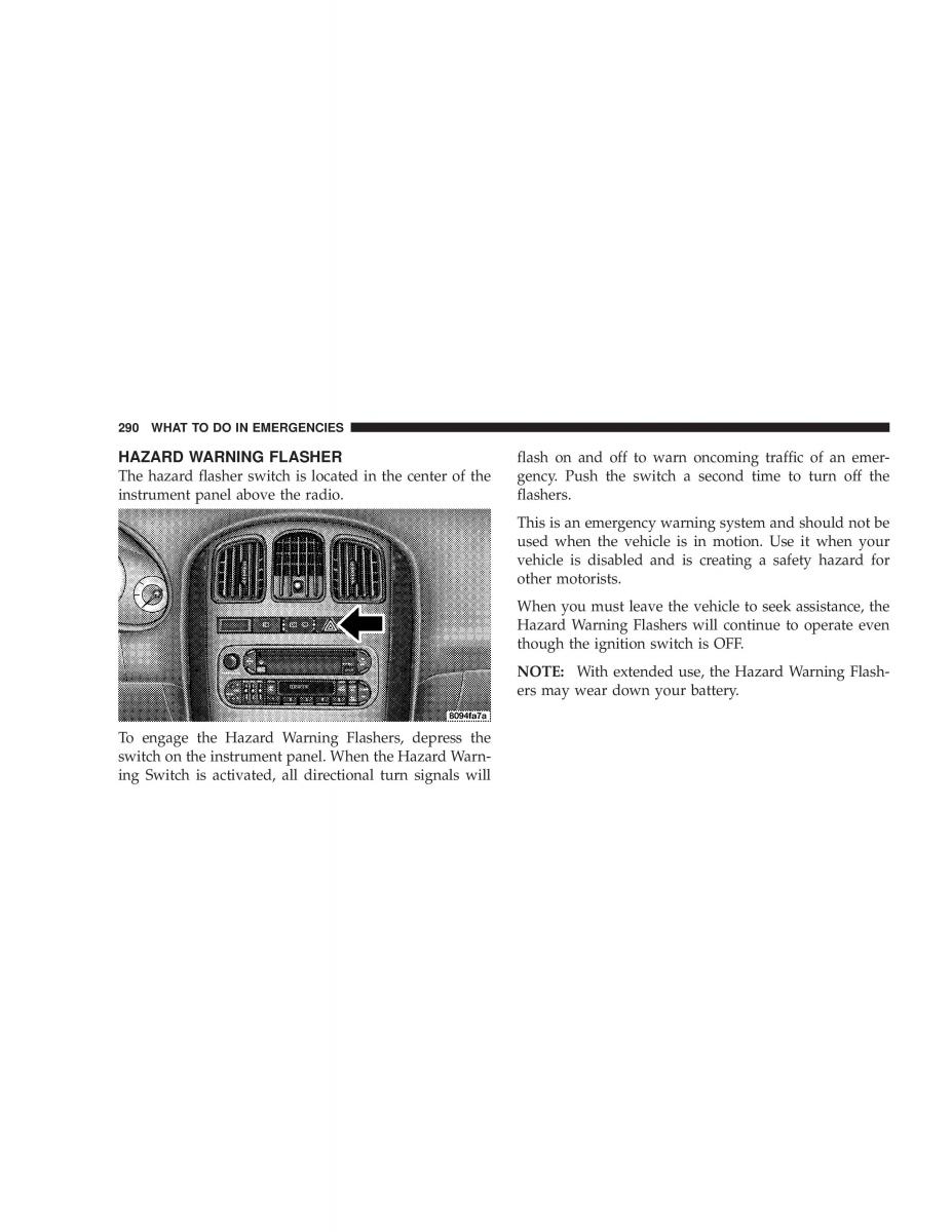 manual chrysler voyager chrysler voyager town and country plymouth voyager owners manual / page 290