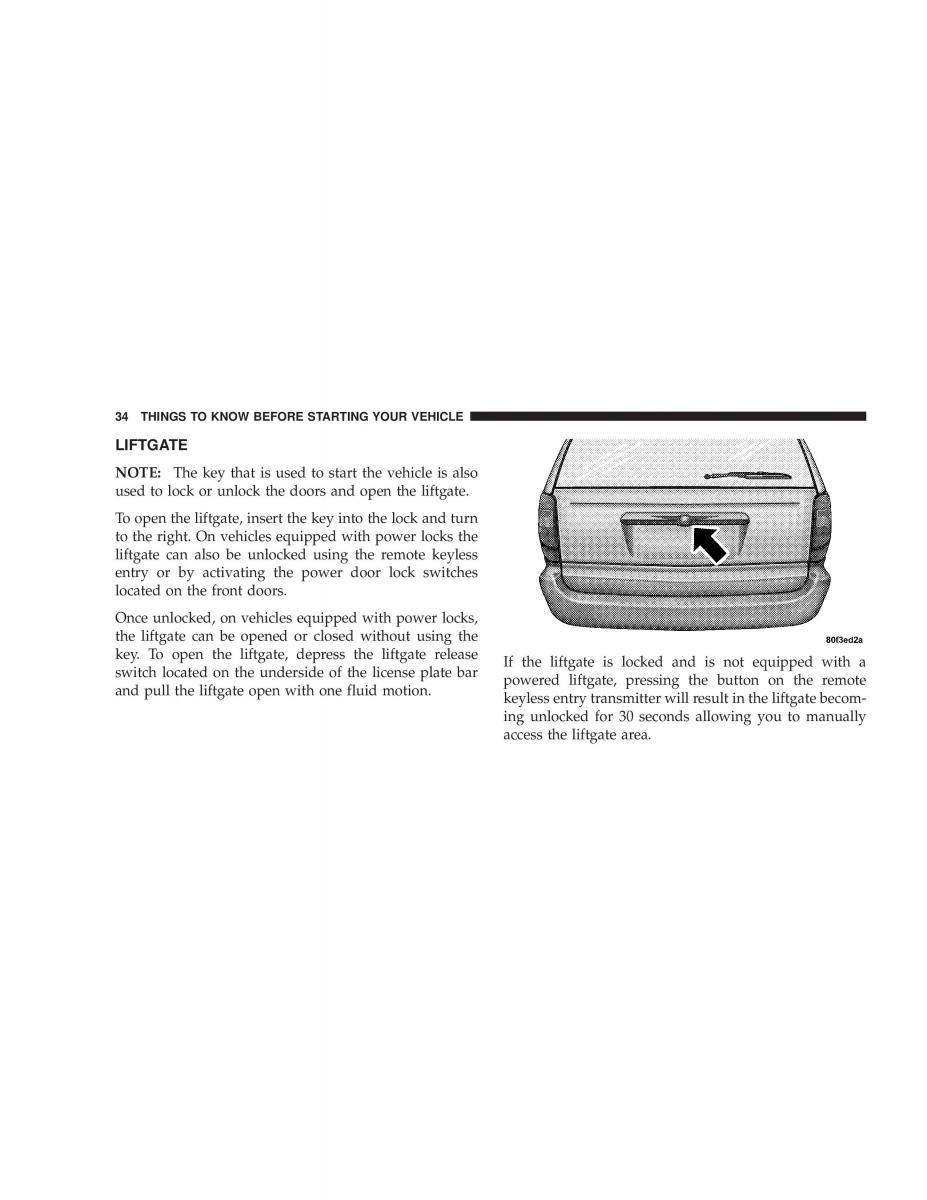 manual  Chrysler Voyager Town and Country Plymouth Voyager owners manual / page 34