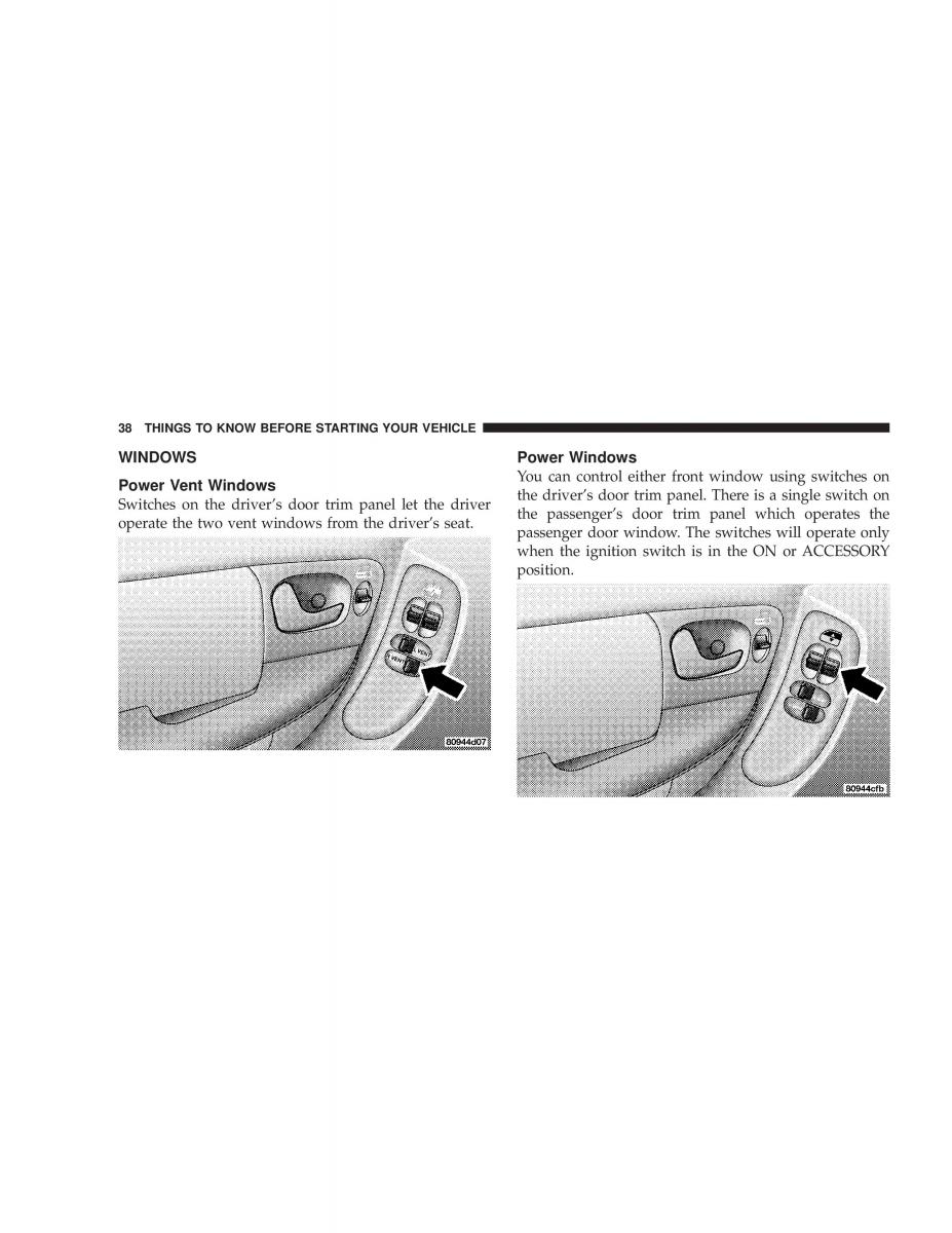 manual  Chrysler Voyager Town and Country Plymouth Voyager owners manual / page 38