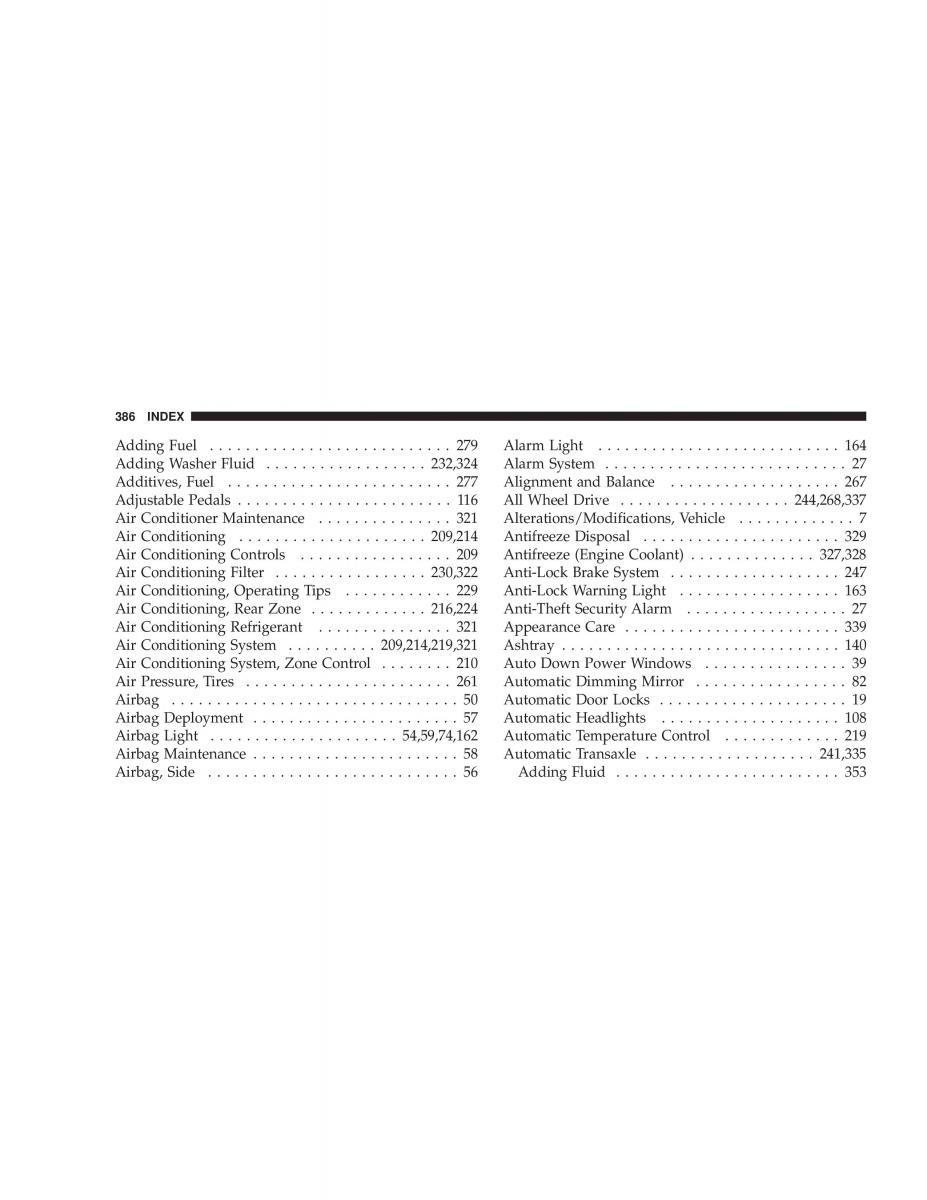 manual  Chrysler Voyager Town and Country Plymouth Voyager owners manual / page 386