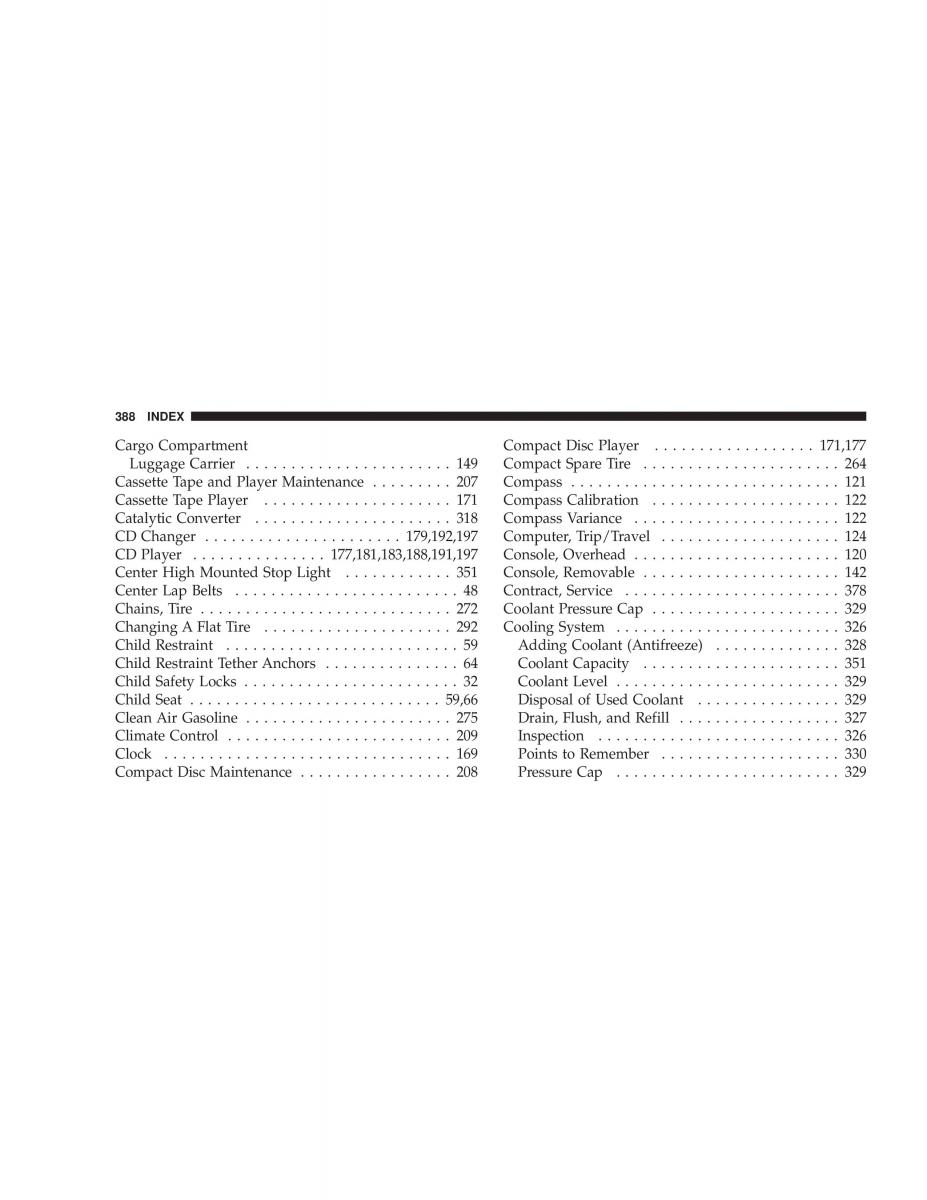 Chrysler Voyager Town and Country Plymouth Voyager owners manual / page 388