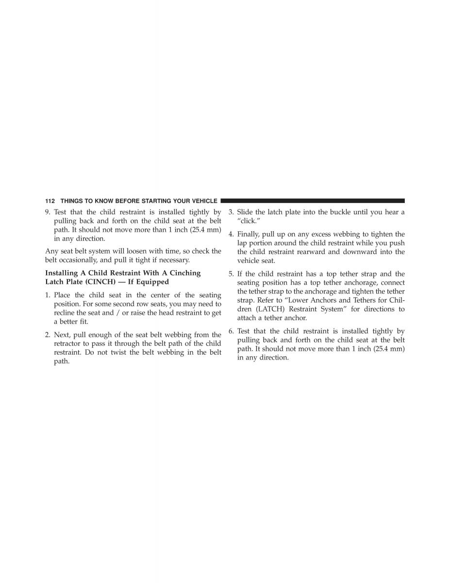 Chrysler Grand Voyager V 5 Town and Country Lancia Voyager owners manual / page 114