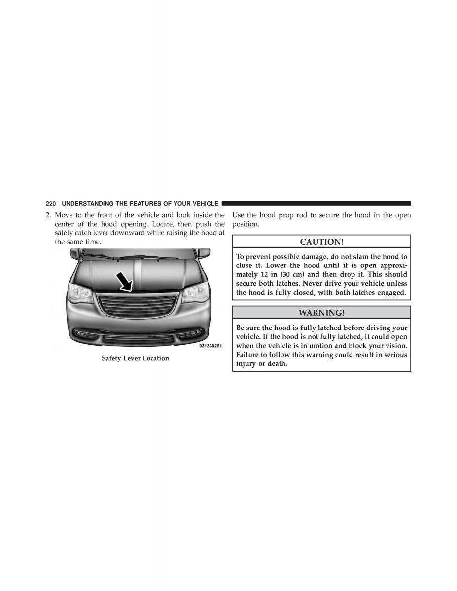 Chrysler Grand Voyager V 5 Town and Country Lancia Voyager owners manual / page 222