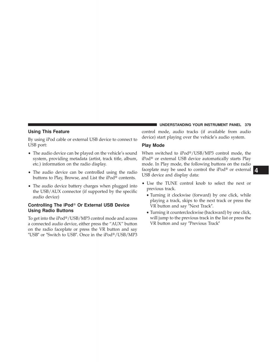 Chrysler Grand Voyager V 5 Town and Country Lancia Voyager owners manual / page 381