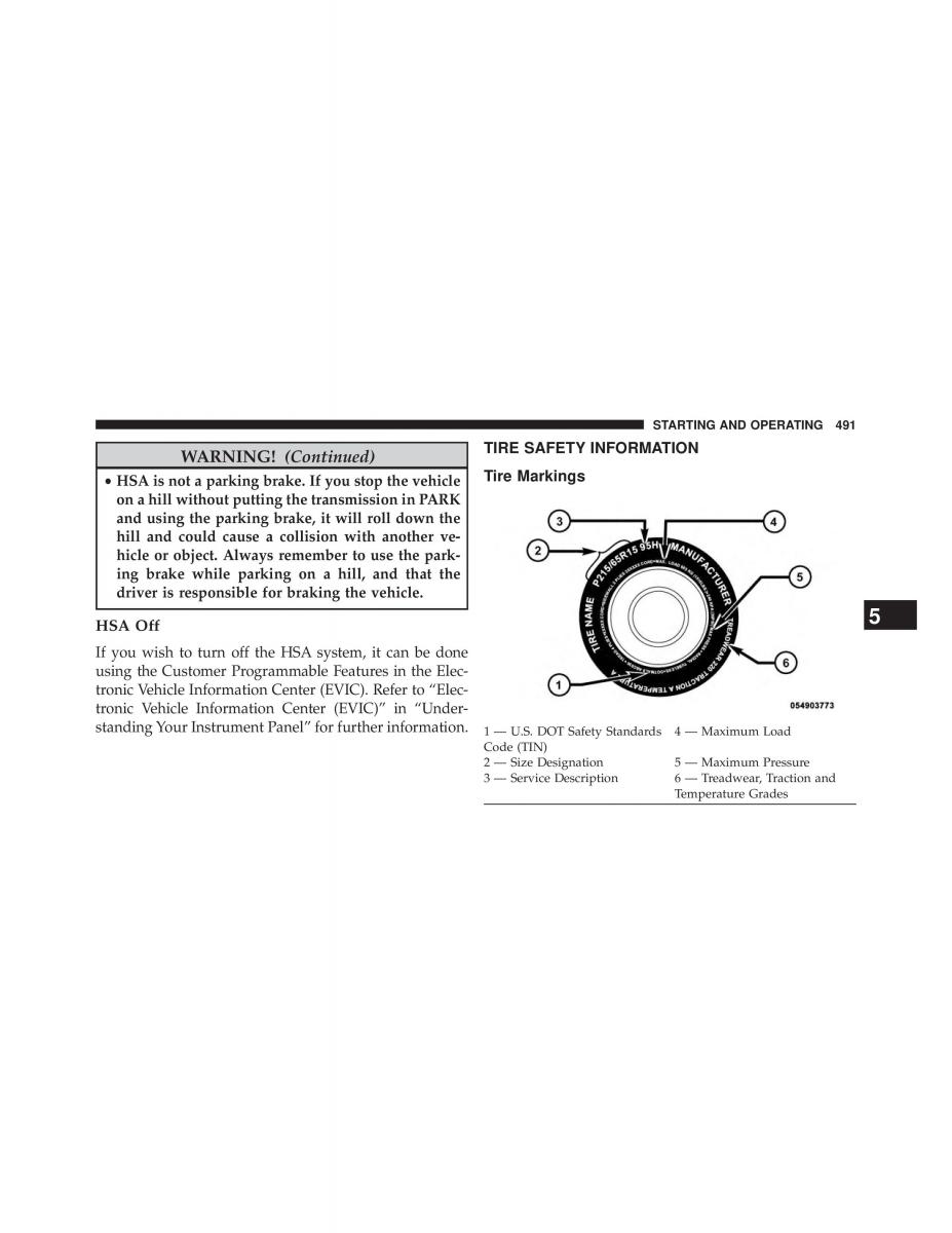 Chrysler Grand Voyager V 5 Town and Country Lancia Voyager owners manual / page 493