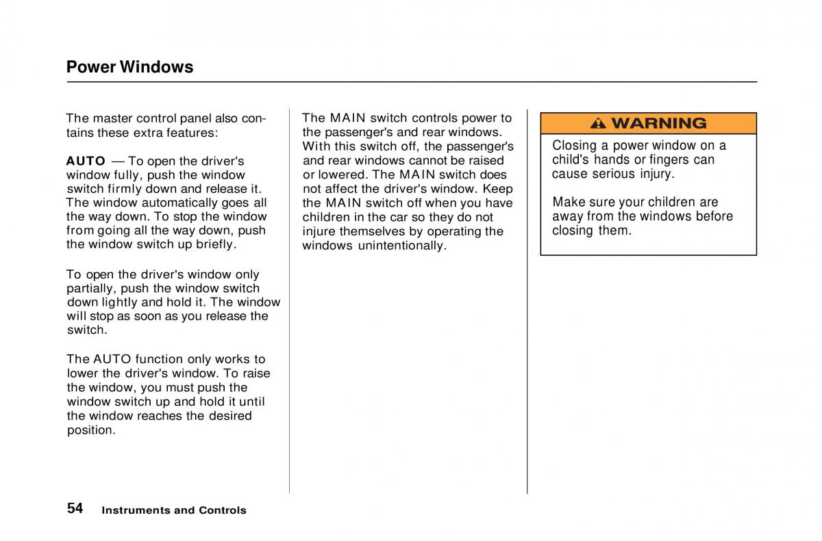 Honda Civic Del Sol CR X owners manual / page 55