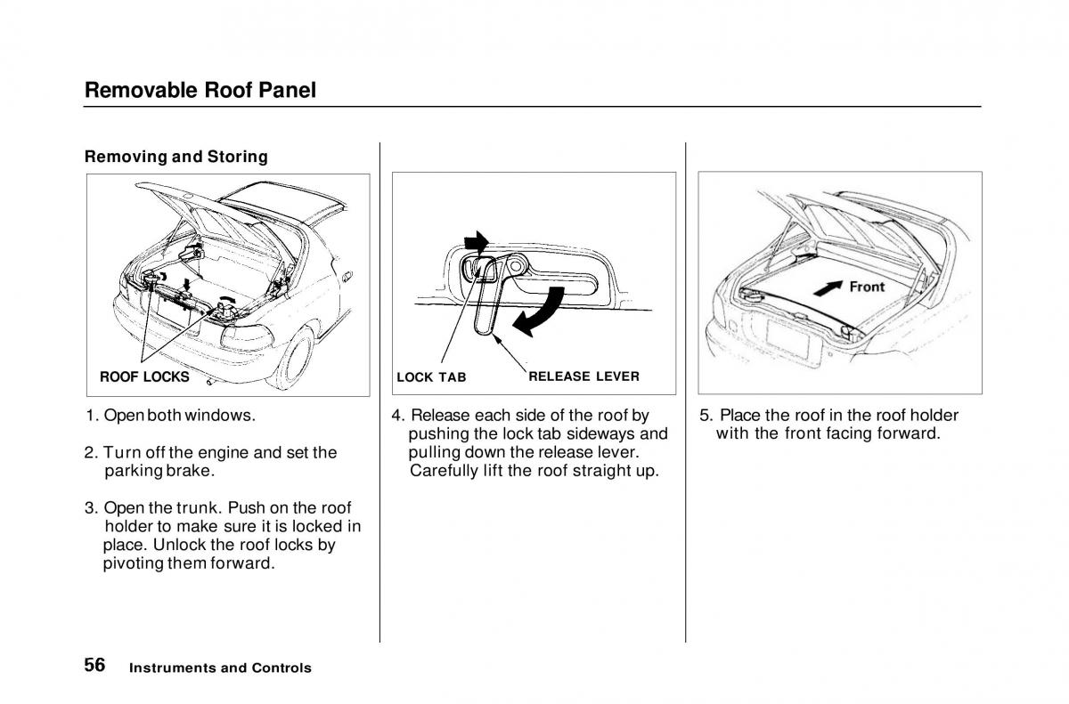 Honda Civic Del Sol CR X owners manual / page 57