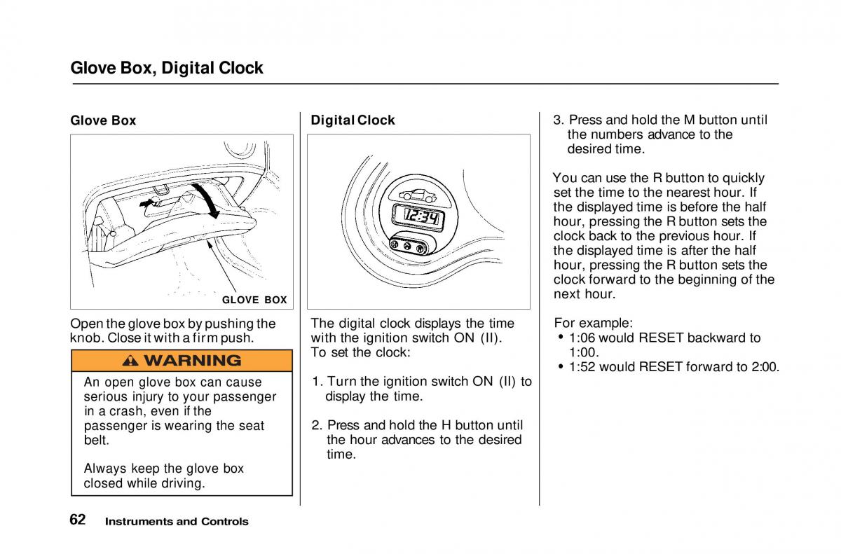 Honda Civic Del Sol CR X owners manual / page 63