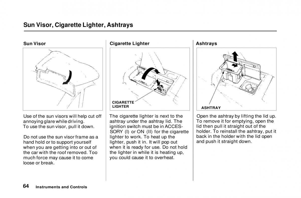 Honda Civic Del Sol CR X owners manual / page 65