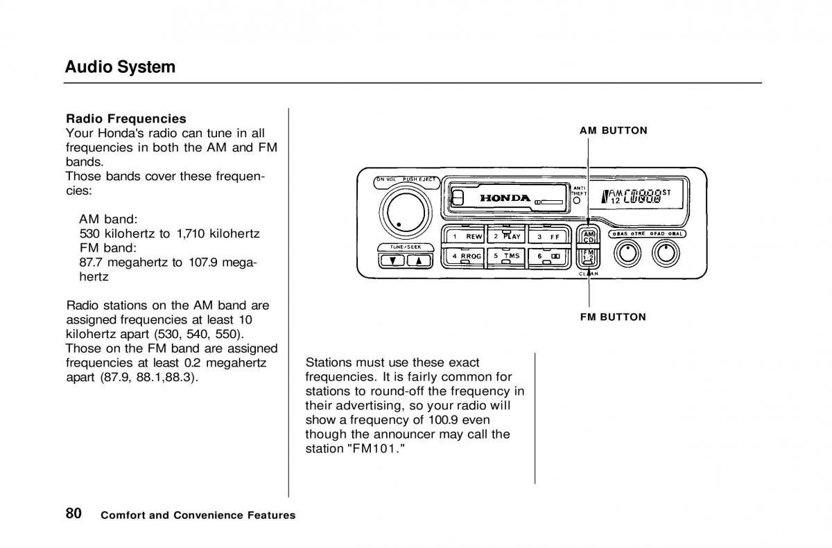 Honda Civic Del Sol CR X owners manual / page 80