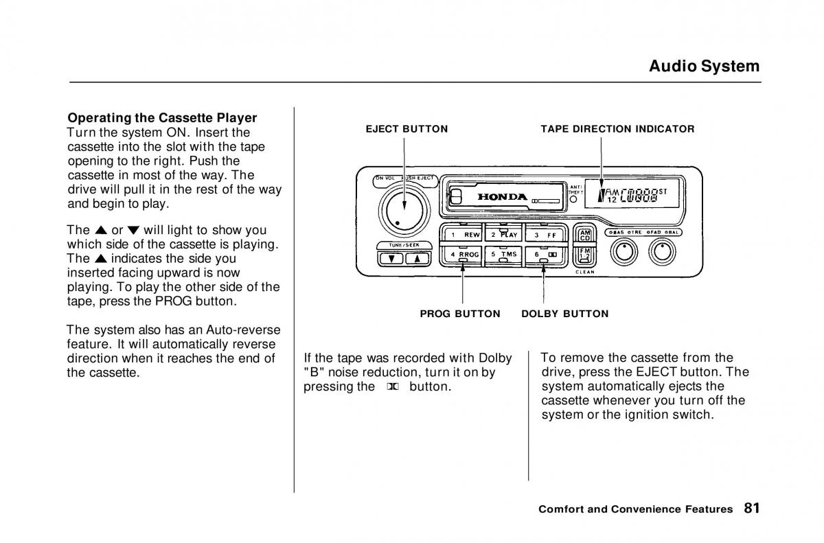 Honda Civic Del Sol CR X owners manual / page 81