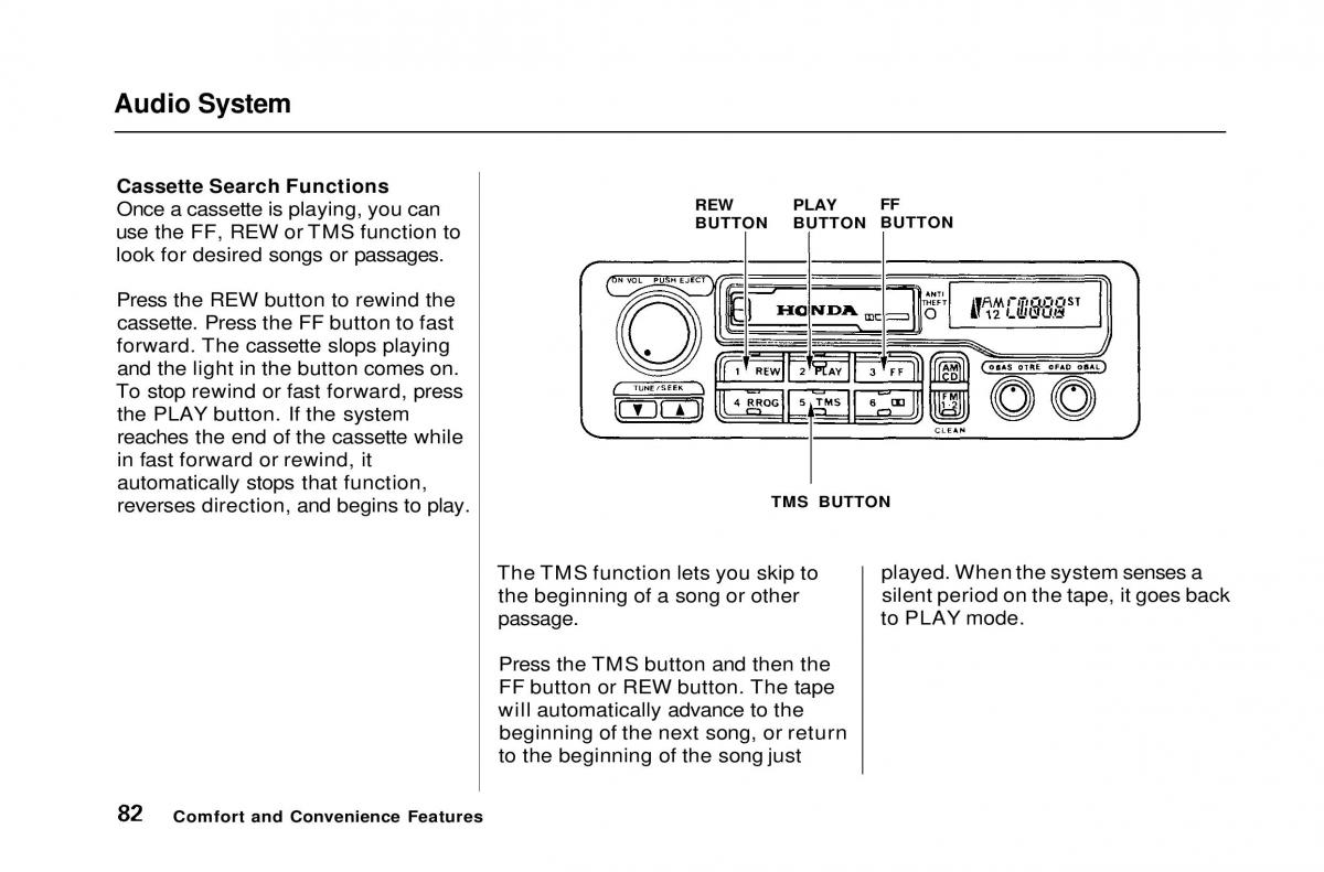 Honda Civic Del Sol CR X owners manual / page 82