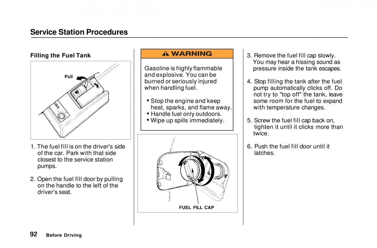 Honda Civic Del Sol CR X owners manual / page 92