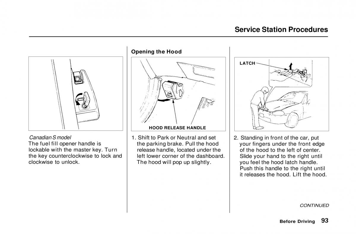 Honda Civic Del Sol CR X owners manual / page 93