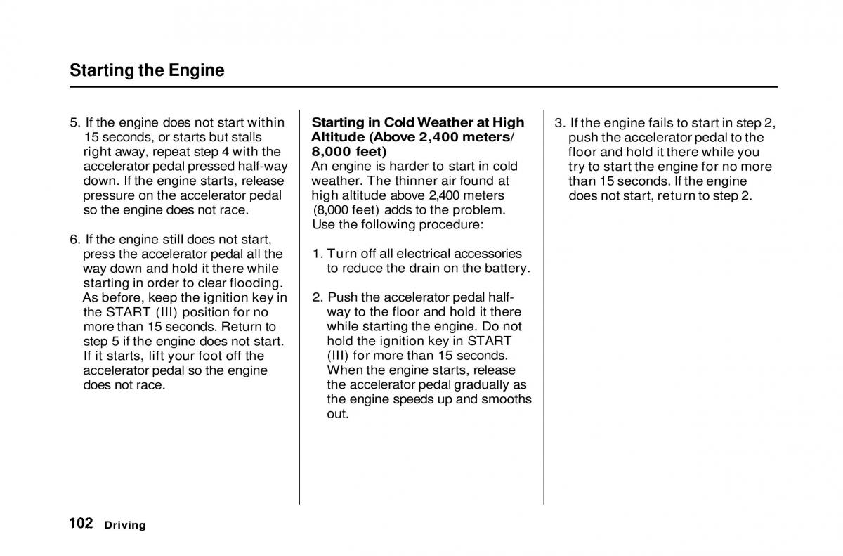 Honda Civic Del Sol CR X owners manual / page 102