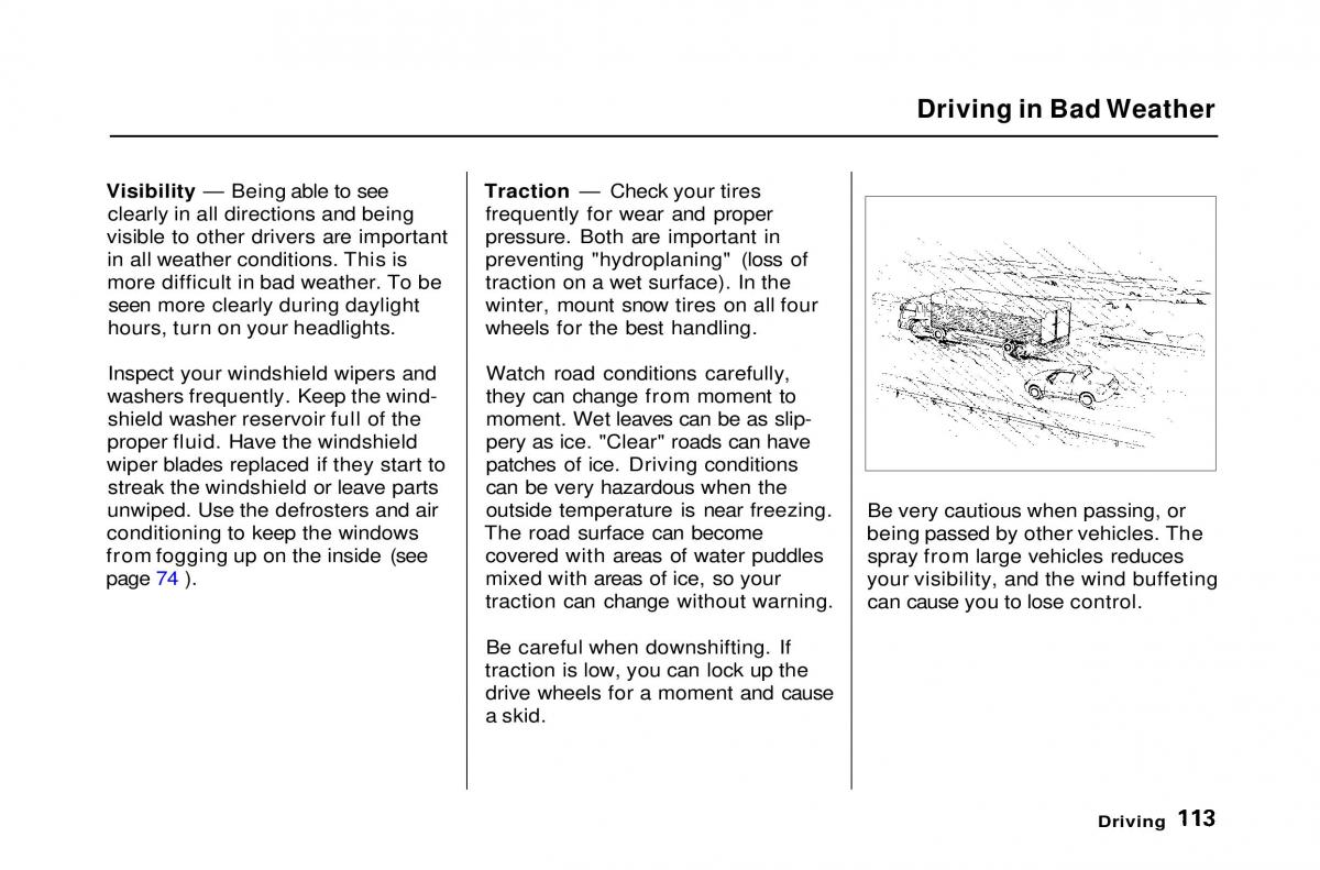 Honda Civic Del Sol CR X owners manual / page 113