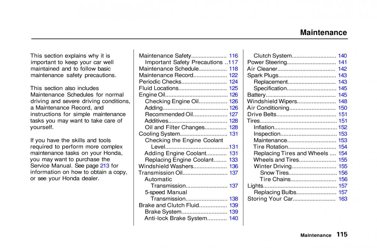 Honda Civic Del Sol CR X owners manual / page 115