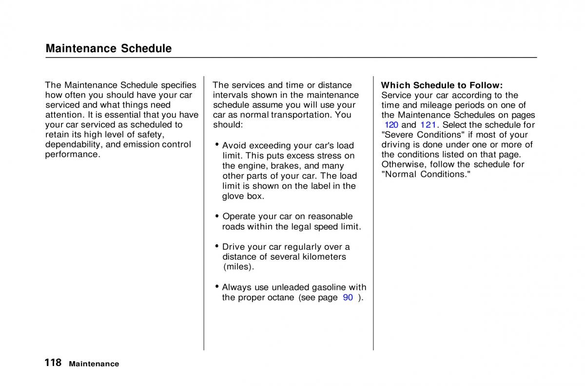 Honda Civic Del Sol CR X owners manual / page 118