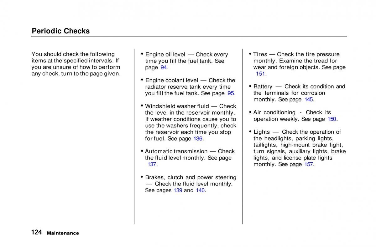 Honda Civic Del Sol CR X owners manual / page 124