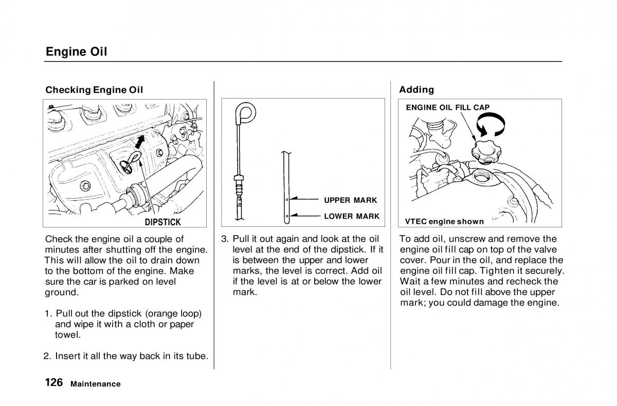 Honda Civic Del Sol CR X owners manual / page 126