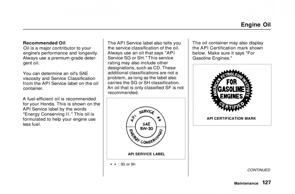 Honda Civic Del Sol CR X owners manual / page 127