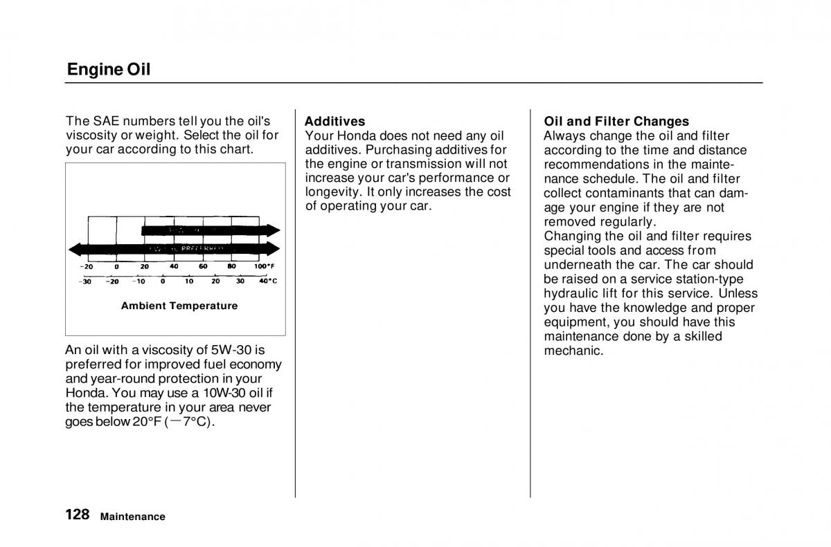 Honda Civic Del Sol CR X owners manual / page 128