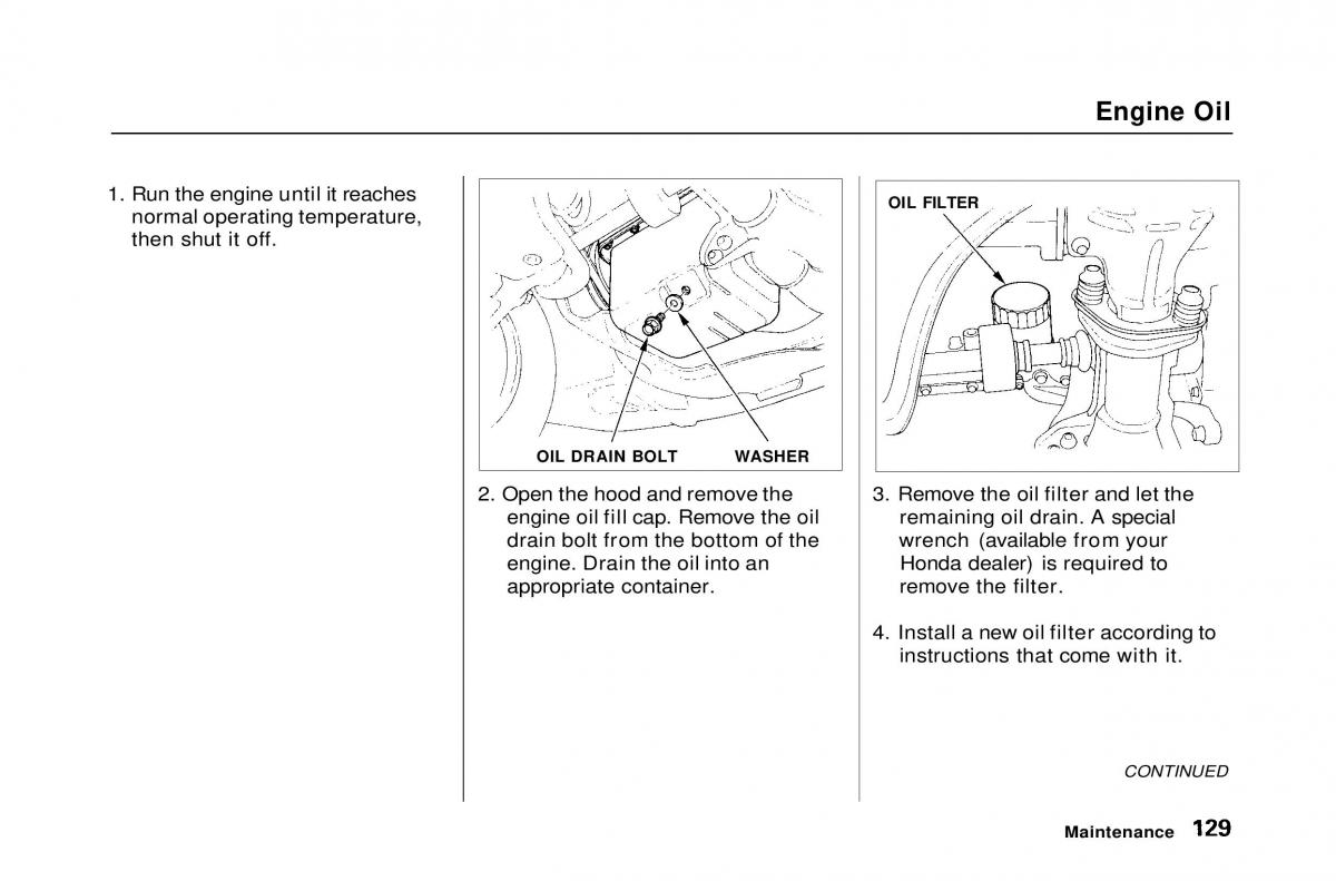 Honda Civic Del Sol CR X owners manual / page 129