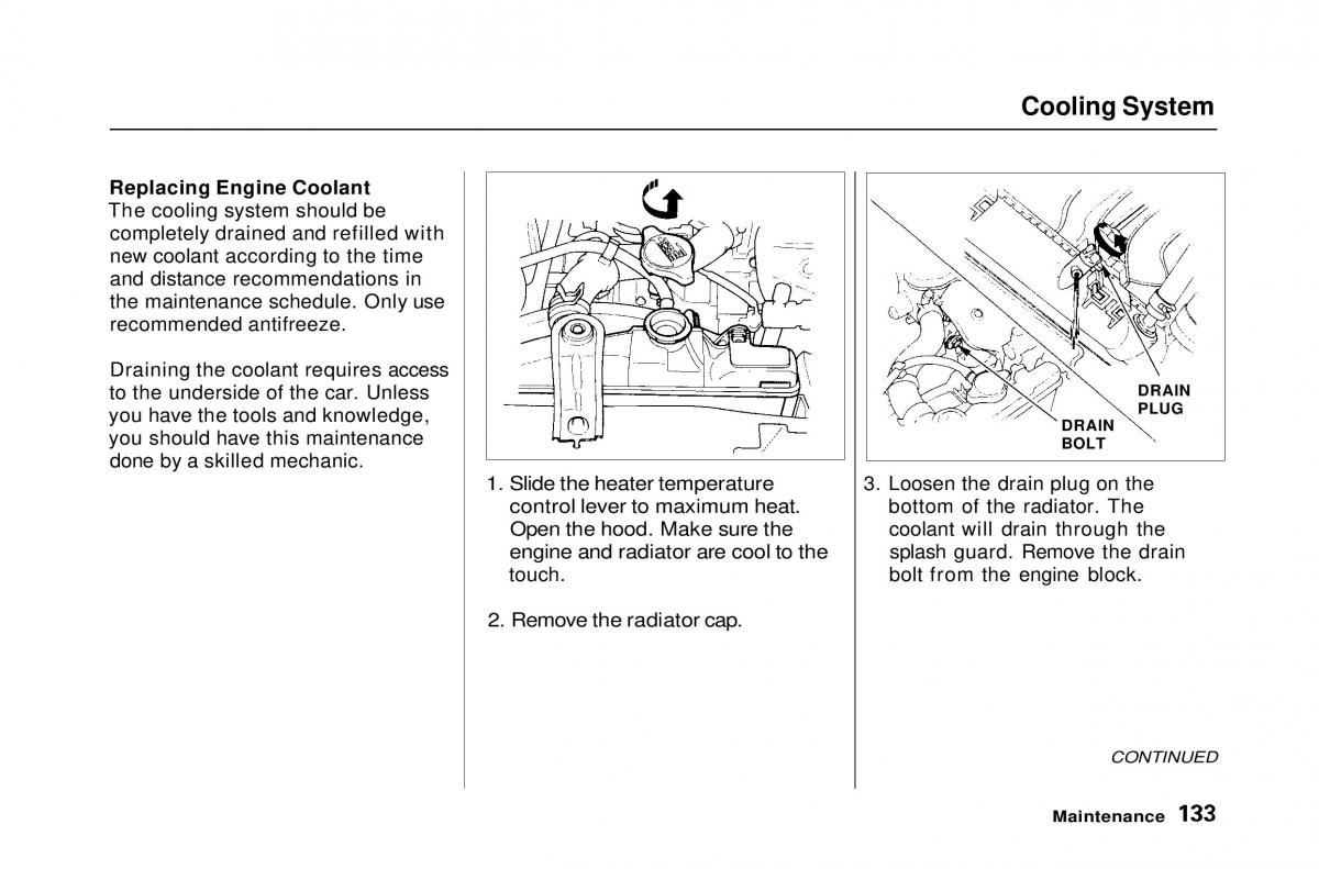 Honda Civic Del Sol CR X owners manual / page 133